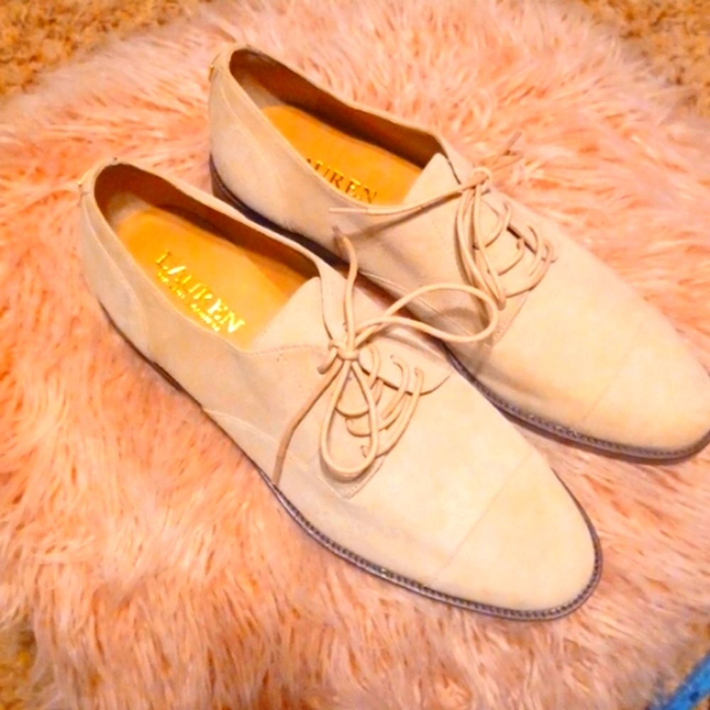 Lauren Ralph Lauren Cream Suede Oxfords